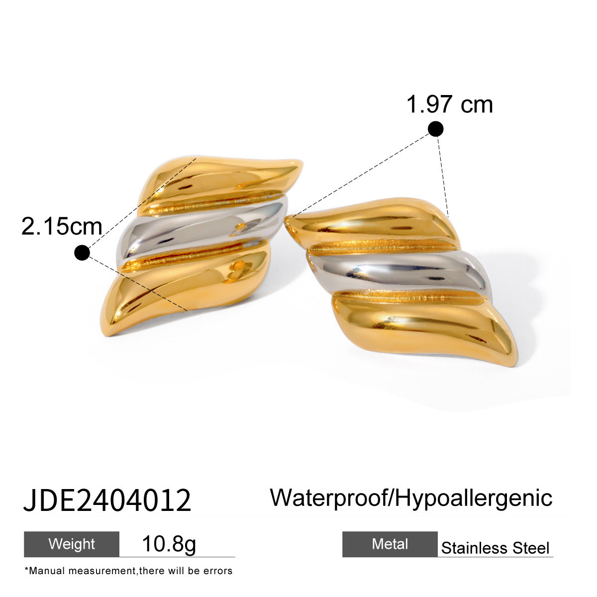 Wholesale  gold and silver color matching two-color geometric stainless steel jewelry