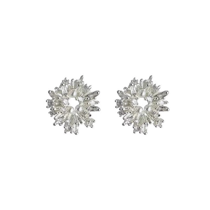 Wholesale sunflower geometric pearl earrings