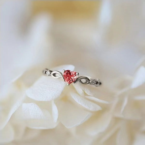 Wholesale Women S Heart Shaped Sea Blue Topaz Ring Alloy Fashion Jewelry Accessory Gift
