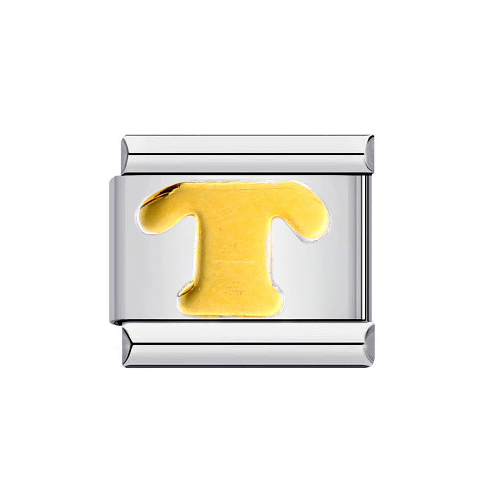 Wholesale Italian Charm Bracelet 9mm DIY Splicing Removable Gold Plated English Letters Stainless Steel Composable Bracelet