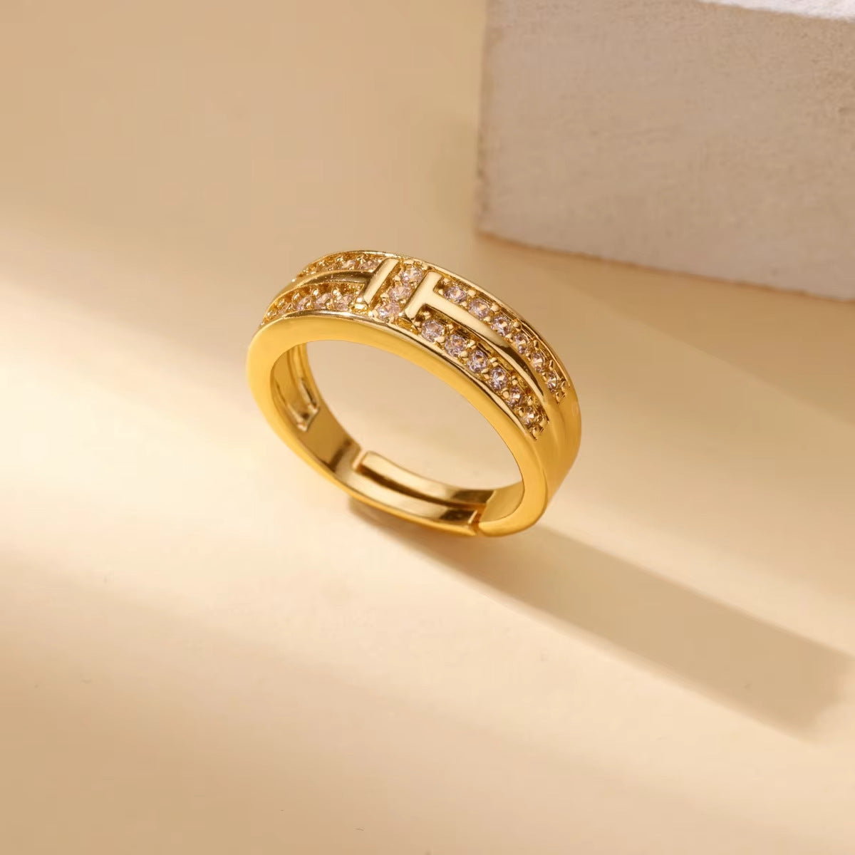 Wholesale Stainless steel zircon adjustable heart flower and butterfly ring