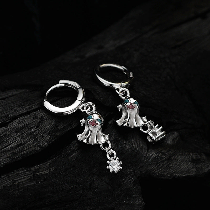 Wholesale Ghost S925 Sterling Silver Zircon Dangle Earrings ACC-ES-YWE003