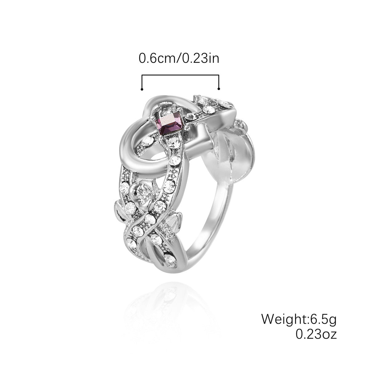 Wholesale Creative Love Zircon silver Ring
