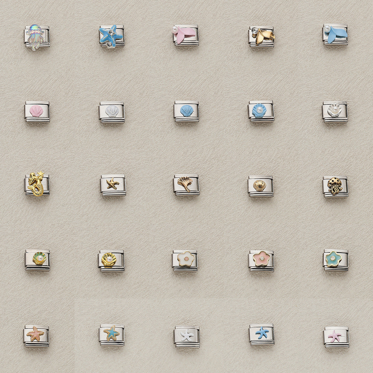 Wholesale 10pcs Italian Charm Bracelet 9mm DIY Splicing Marine Life Stainless Steel Composable Bracelet