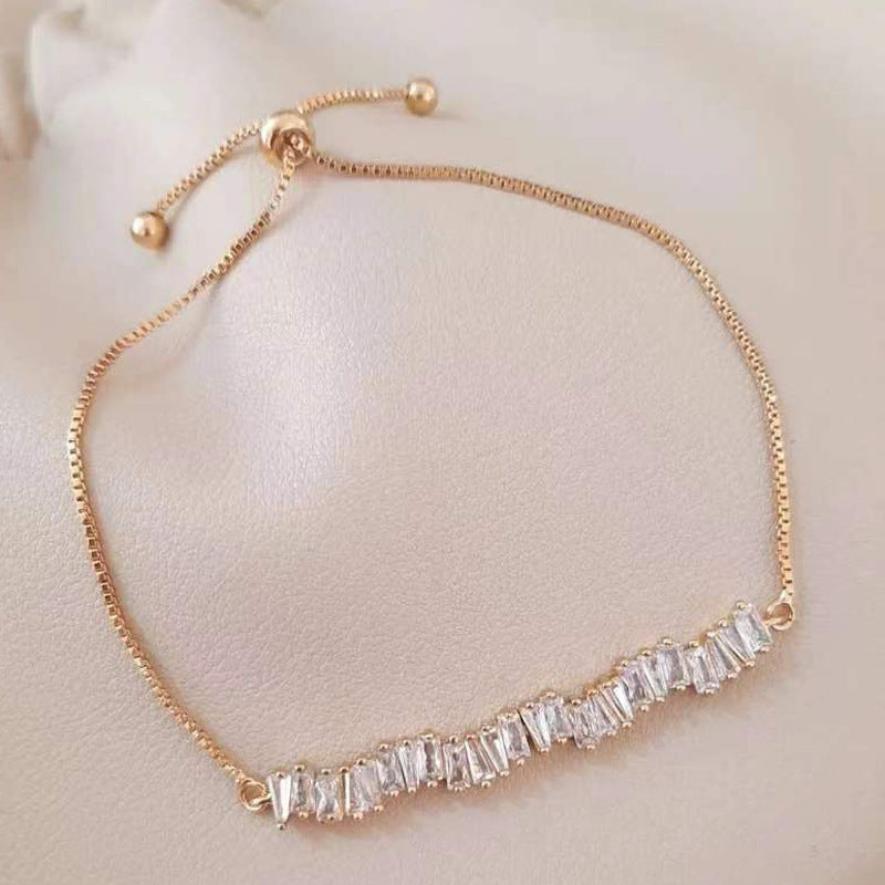 Wholesale Diamond Flower Butterfly Copper Inlaid Zirconia Pull-Out Bracelet ACC-BT-QW002