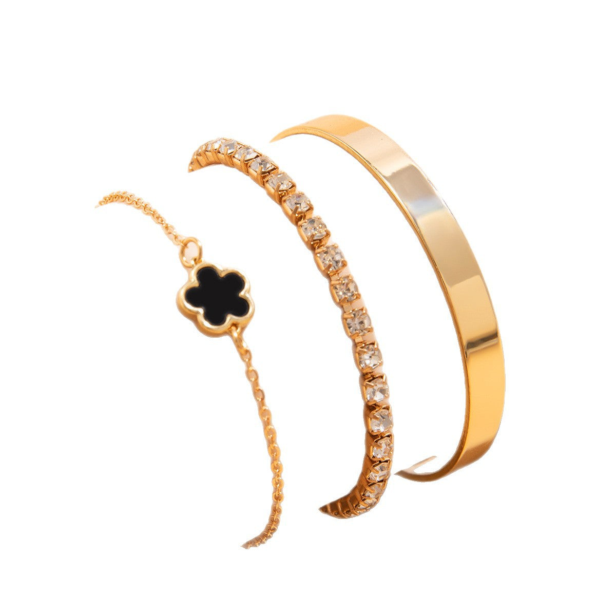 Wholesale Alloy Electroplated Rhinestone 5-Leaf Clover Chain Bracelet - Trendy Women' s Jewelry Accessory for Resale ACCVIP