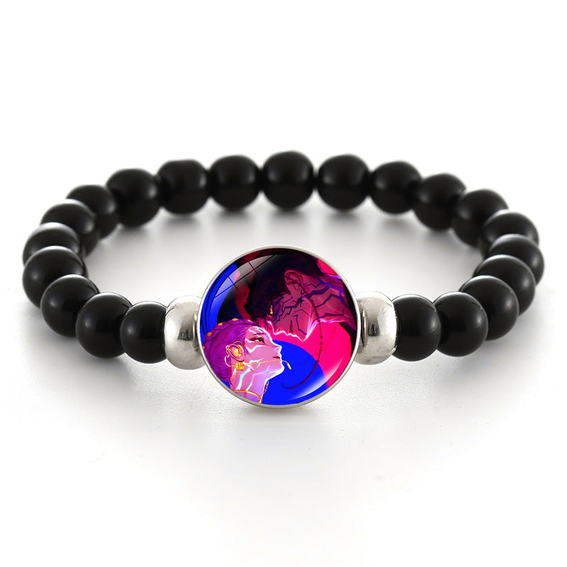 Wholesale kpop anime bracelet black beaded bracelet