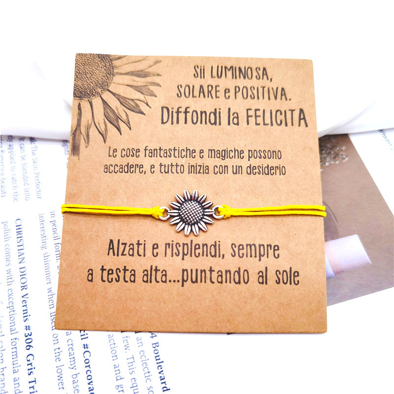 Wholesale  Alloy Sunflower  Woven Card Bracelet