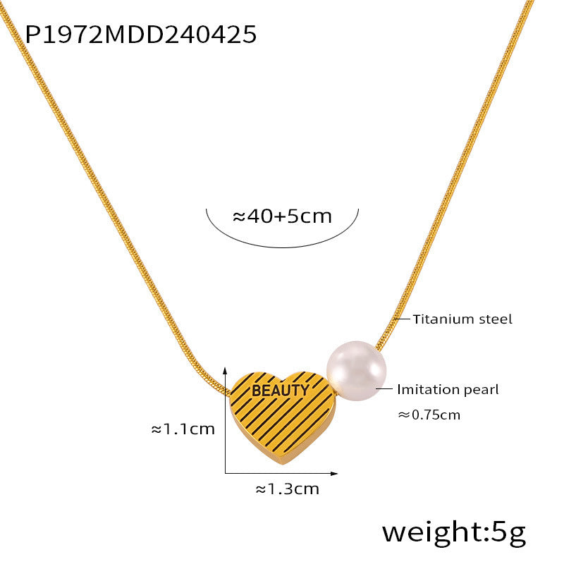 Wholesale Retro Love Water Drop Glass Stone Pendant Titanium Steel Gold Plated Necklaces ACC-NE-OMK007