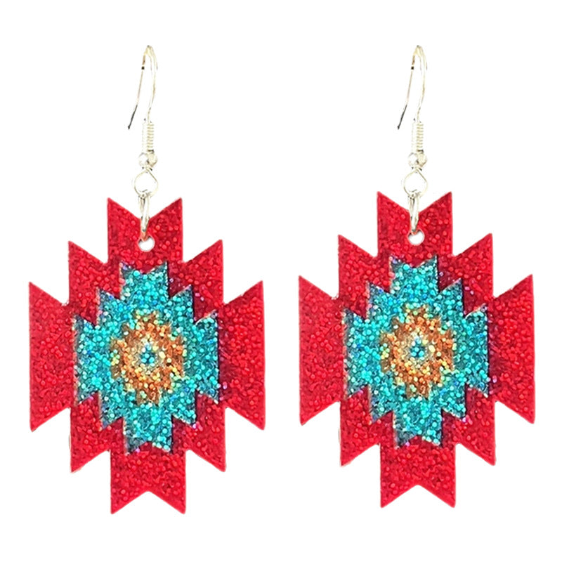 Wholesale 2pairs/pack Western Sparkling Earrings Cowboy Word Sunset Bull Head Boots Earrings