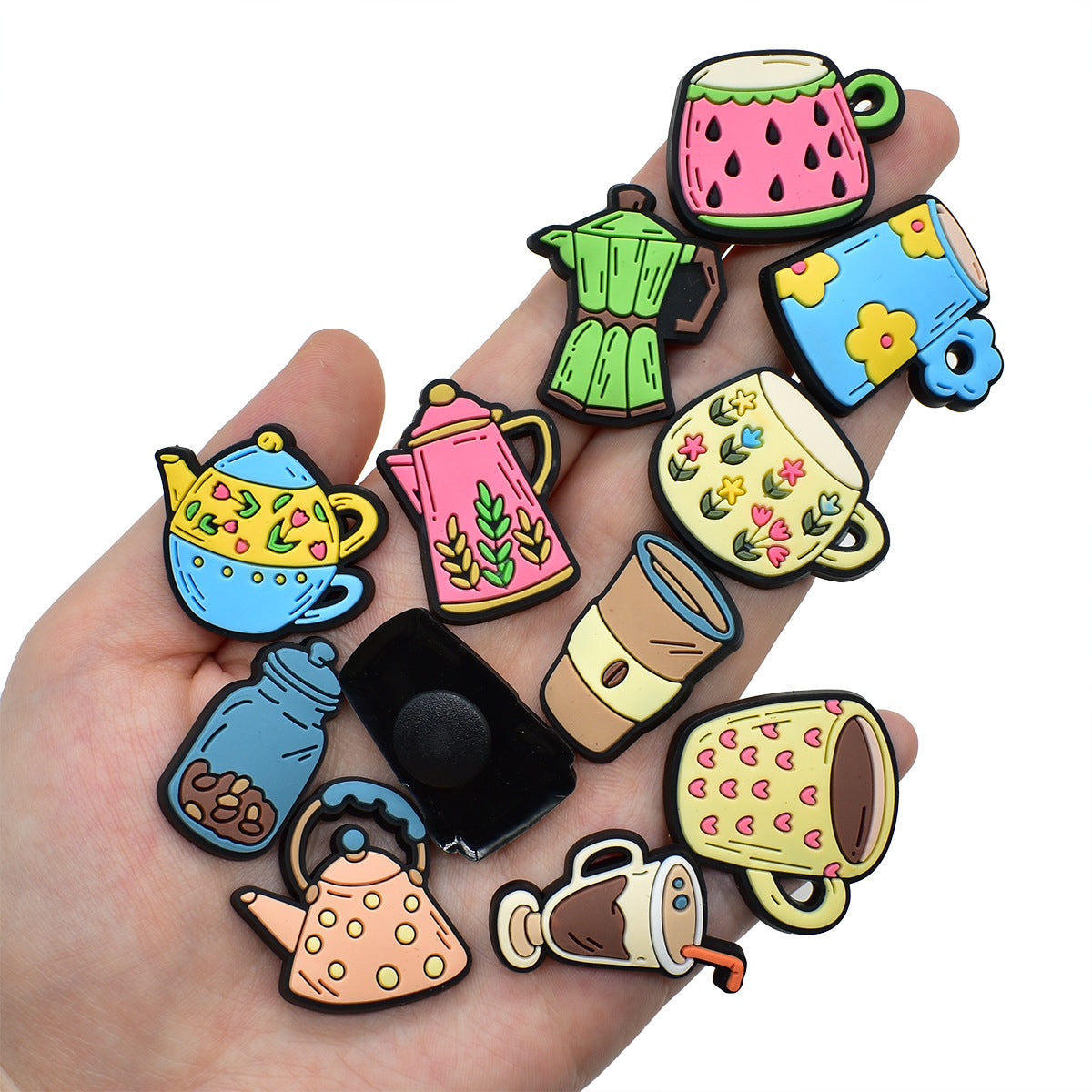 Wholesale Random 100pcs Cartoon Tableware Cups PVC Soft Rubber Shoe Buckle Decoration ACC-SC-RYY060