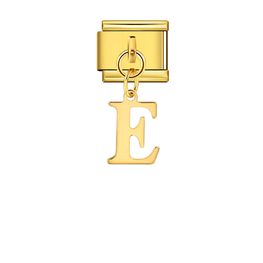 Wholesale Italian Charm Bracelet 9mm DIY Gold Simple Letter Creative Stainless Steel Composable Bracelet