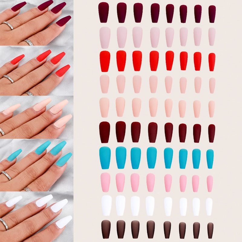 Wholesale of 240 Plastic Nail Enhancement Press on Nails Kits Solid Color Medium Set Matte Nail Plate ACC-NS-MeiSu001