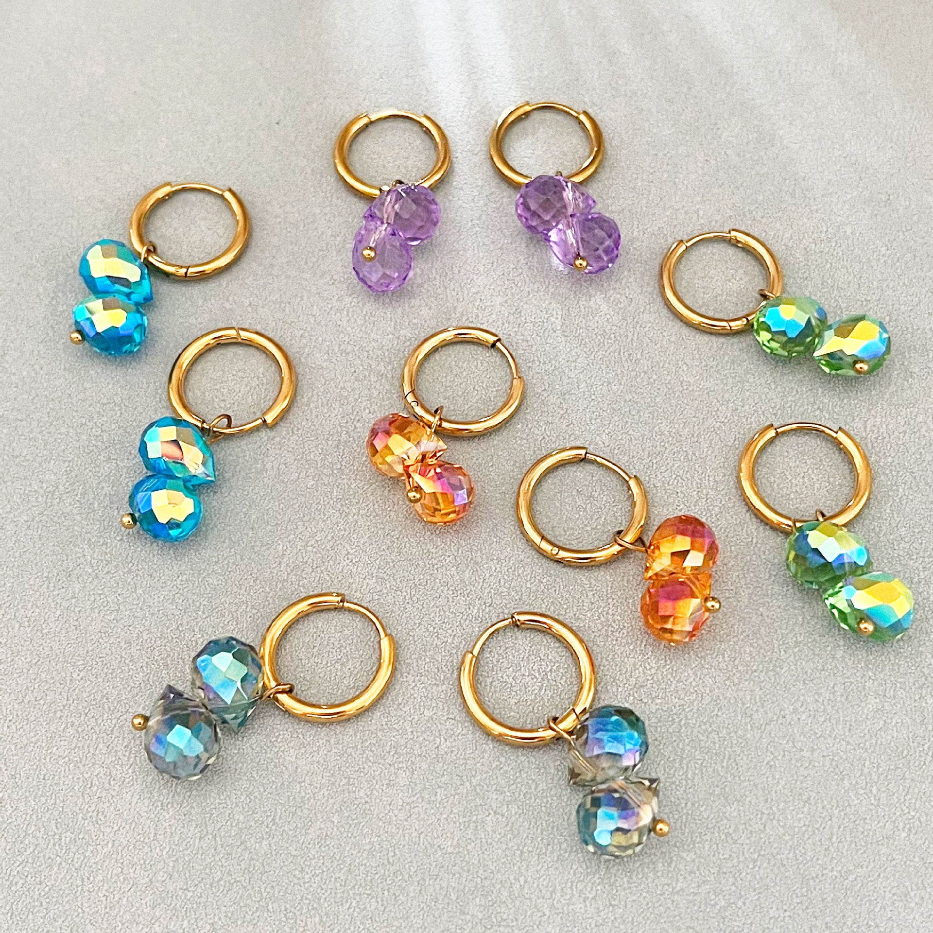 Wholesale  Colorful Crystal Glass Water Drop Bead Earrings