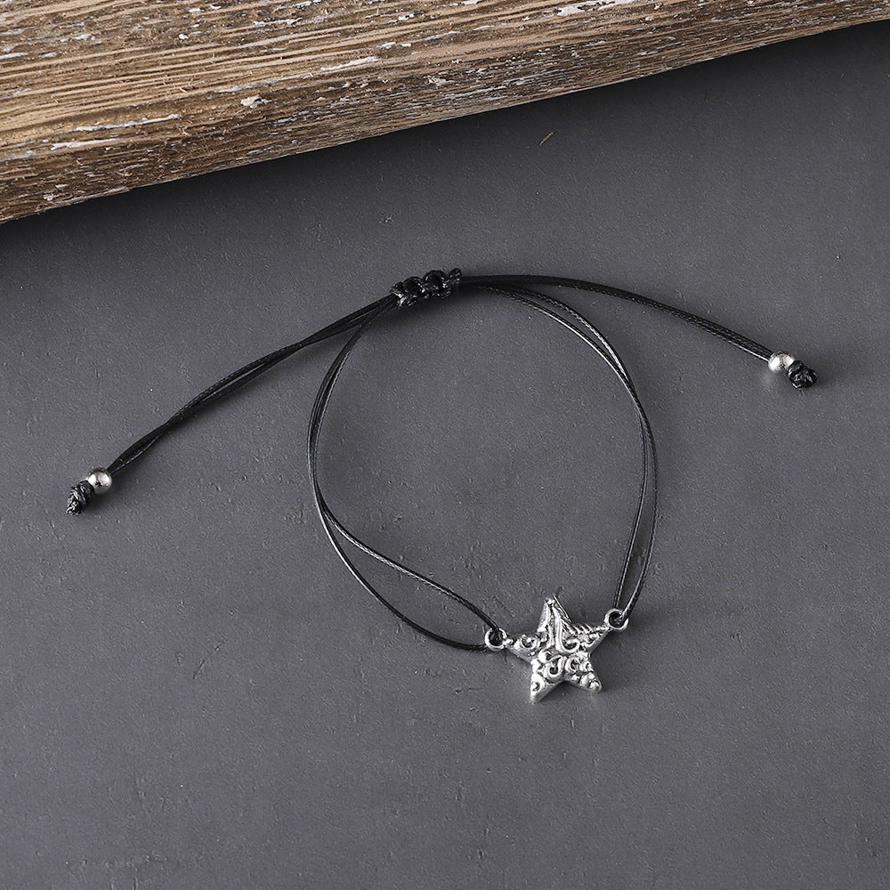 Wholesale Trendy Star Moon Jewelry Set Zinc Alloy Ancient Silver Earrings Necklace Bracelet Party Wear