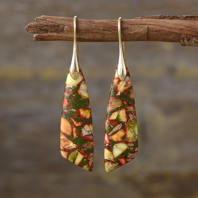 Wholesale Bohemian Imperial Stone Natural Stone Geometric Dangle Earrings ACC-ES-LZ001
