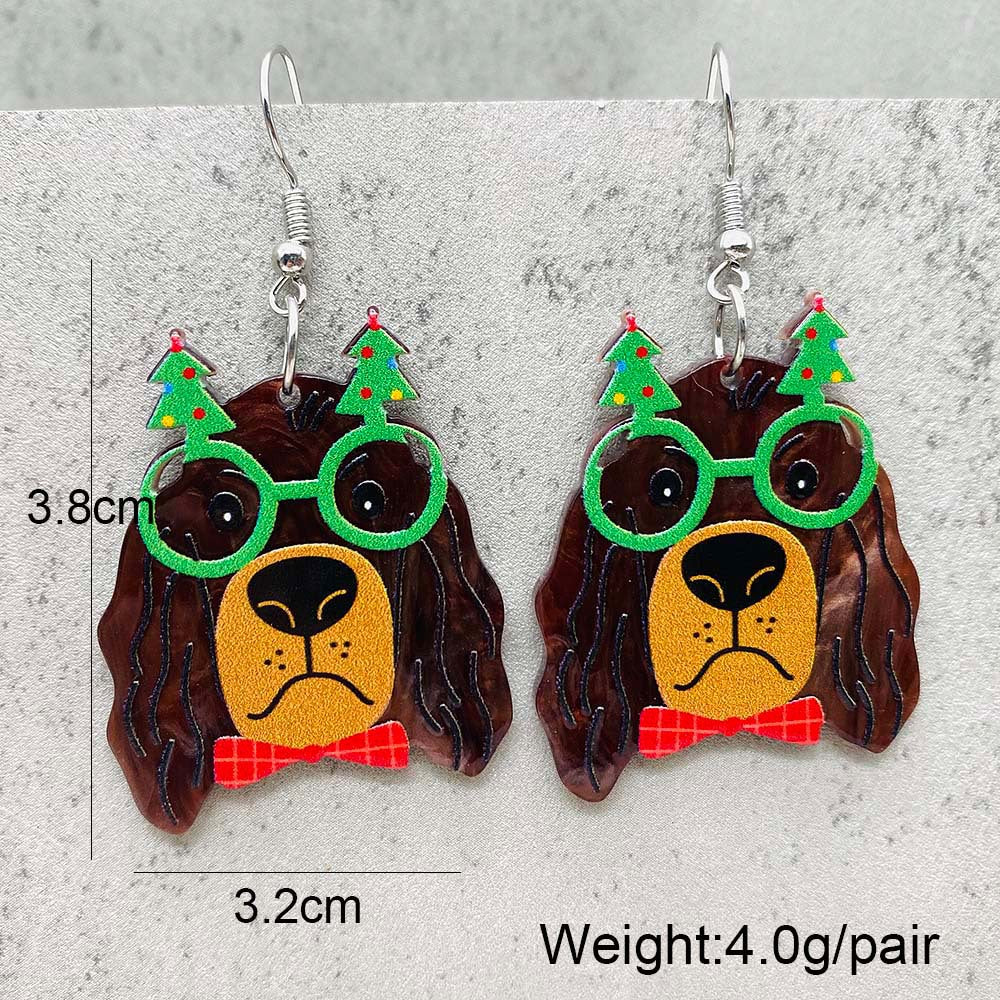 Wholesale Christmas Creative Puppy Elk Acrylic Earrings ACC-ES-ChenY084