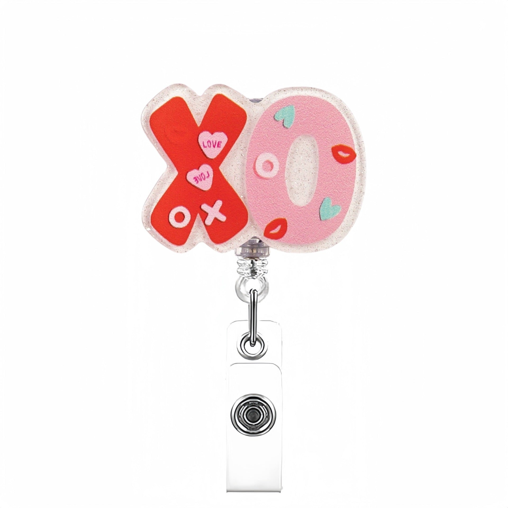 Wholesale Love Romantic Workplace  Acrylic Retractable Rotating Badge Keychain