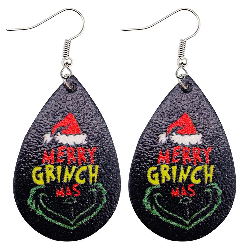 Wholesale Christmas Green Frog Leather Earrings ACC-ES-ChenY038