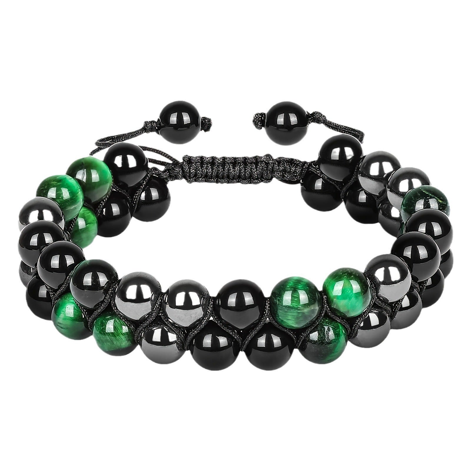 Wholesale Natural Tiger Eye &  Hematite Double Row Bracelet,  Handmade Unisex Everyday Gift Jewelry
