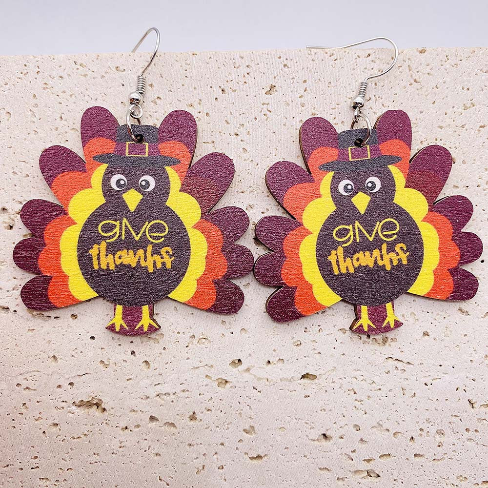 Pendientes de madera de madera colgante de pavo de Autumning Autumn de Autumn Turquía