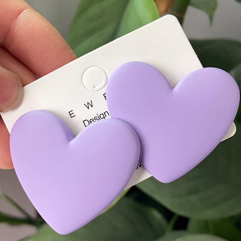 Wholesale spray painted candy color heart shaped acrylic earrings