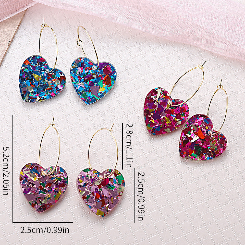 Wholesale  Valentine's Day Luxury Love Sequins Acrylic Earrings