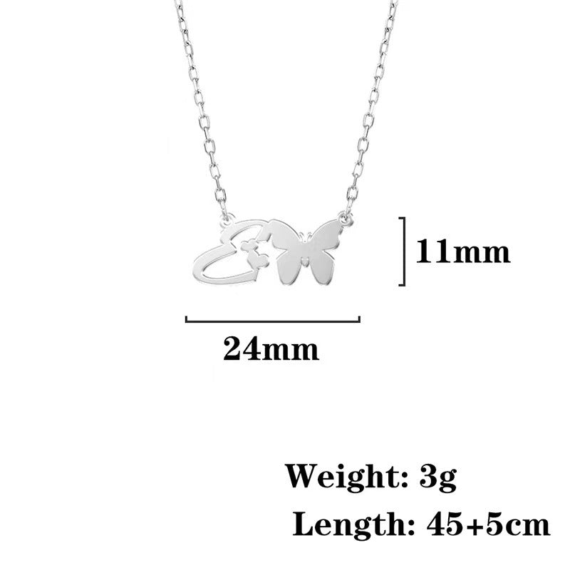 Wholesale stainless steel non-fading butterfly letter clavicle chain