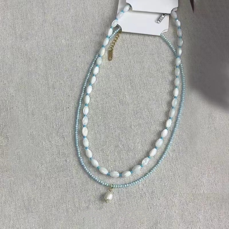 Wholesale White Butterfly Beaded Necklace Light Luxury Clavicle Chain