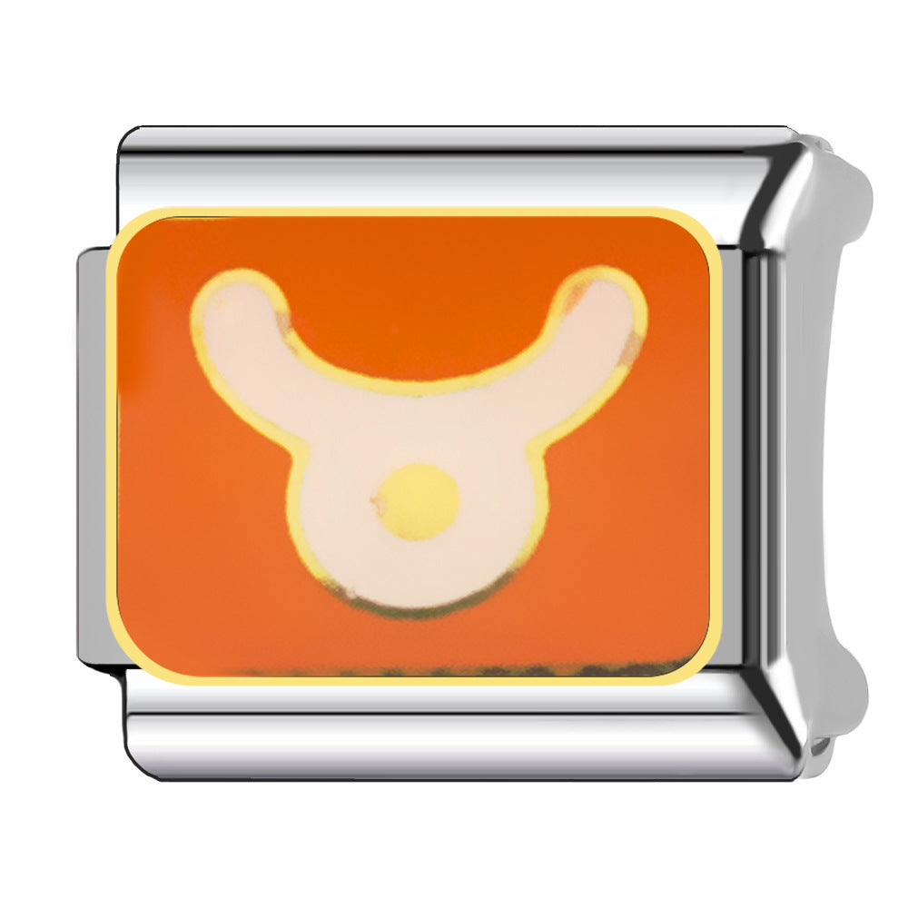 Wholesale Italian Charm Bracelet 9mm DIY  Twelve Zodiac Signs Color-Preserving Blue English   Creative Stainless Steel Composable Bracelet