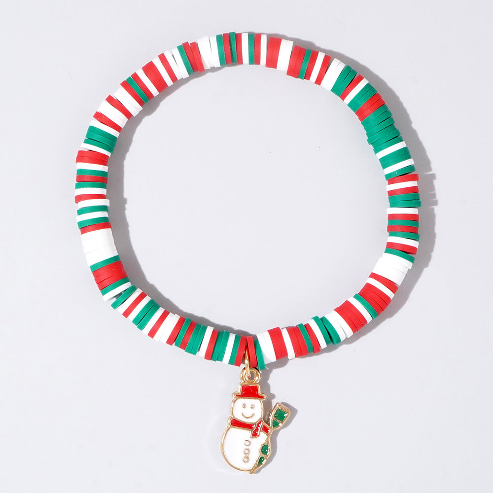 Wholesale Christmas Alphabet Apple Copper Beads Ceramic Beaded Bracelet Set ACC-BT- GWL001