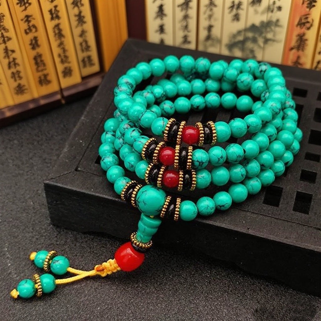 Wholesale Resin Turquoise Beaded Bracelet 108 Beads Handmade Unisex Gift for Travel Souvenir