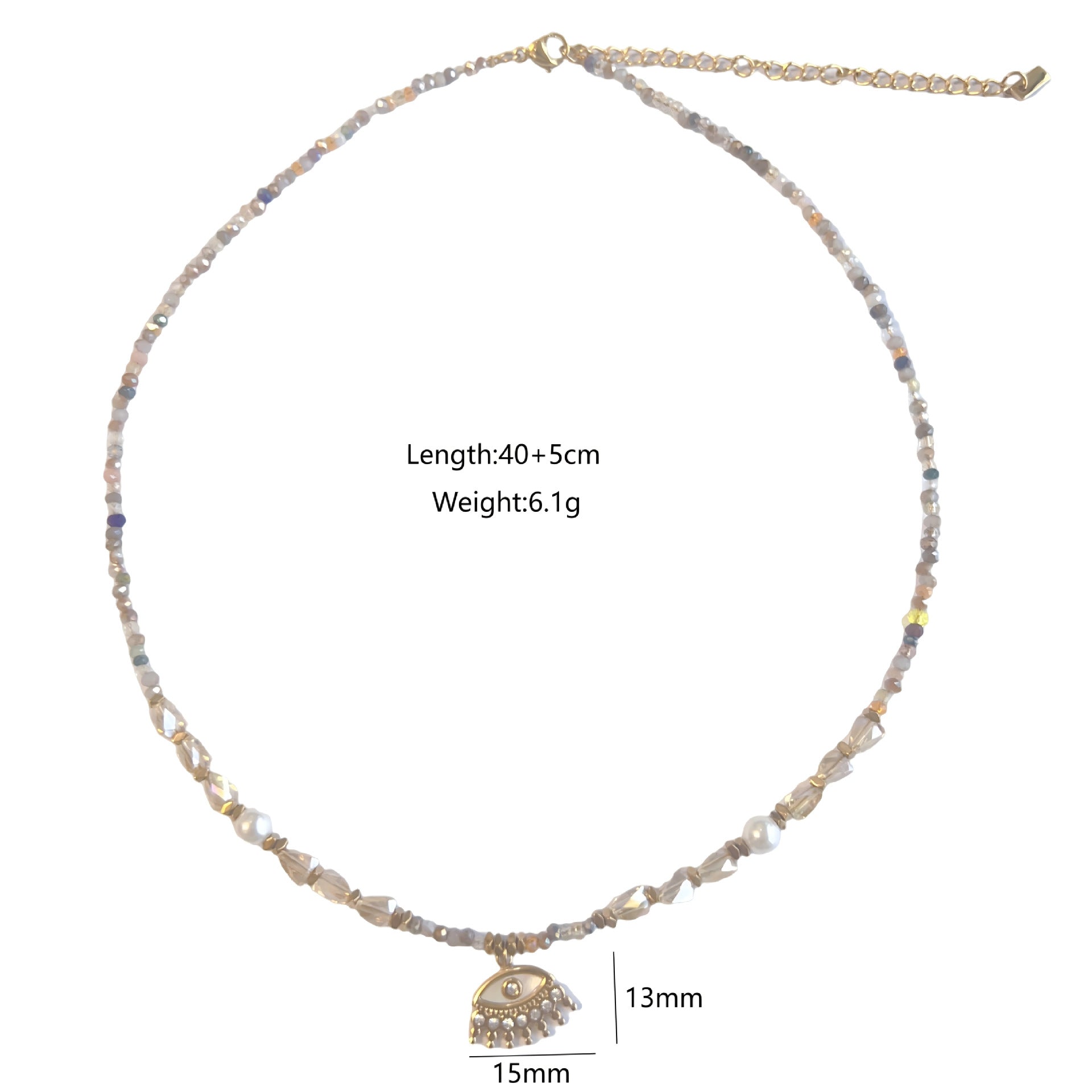 Wholesale Stainless Steel Colorful Natural Stone Beaded Necklace Diamond Devil's Eye  Necklace