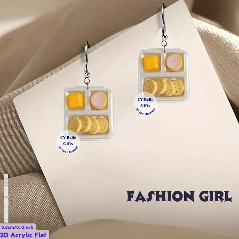 Wholesale  Creative Design Simulation Dinner Plate Flat 2D Acrylic Earrings