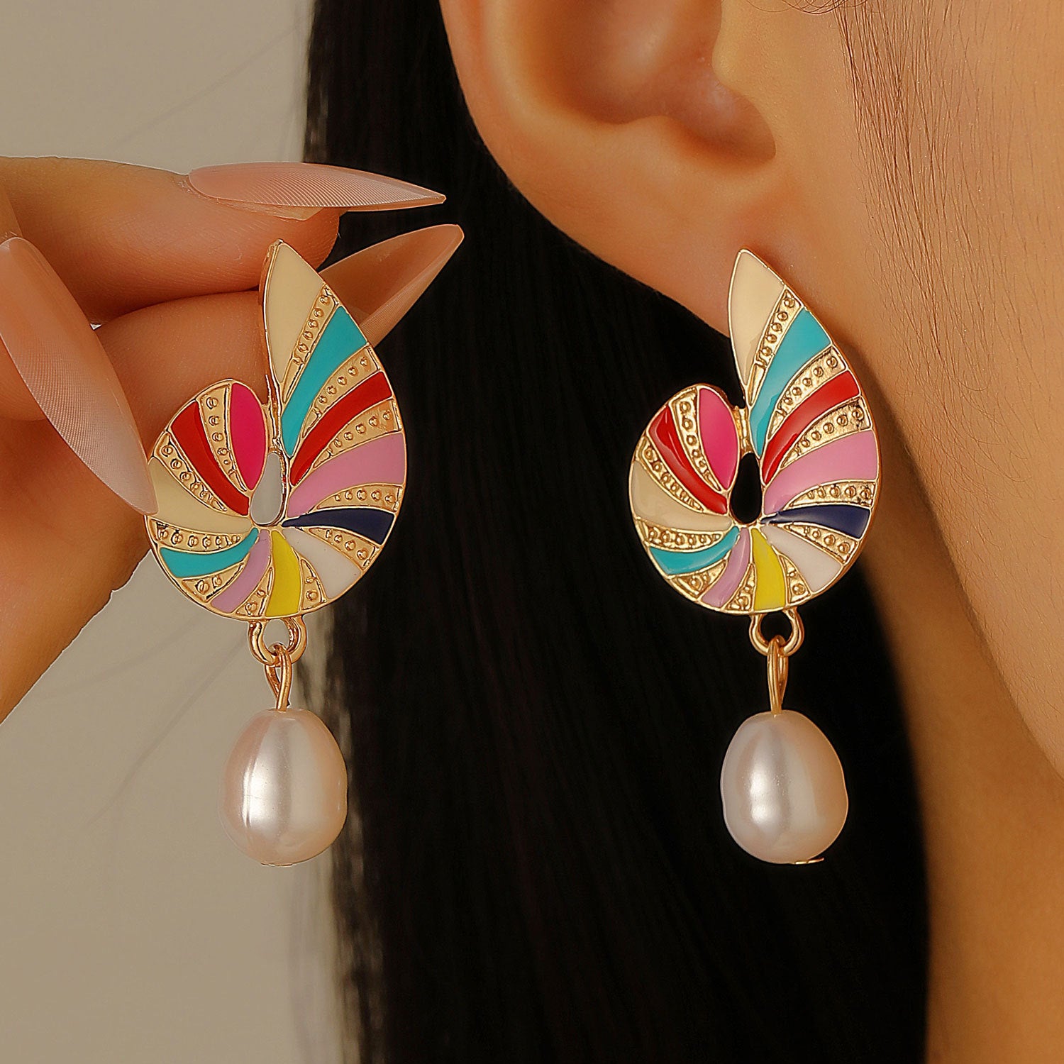 Wholesale Gold Tone Ocean Pearl Conch Starfish Earrings For Women Beach Vacation Fashion Jewelry Gift