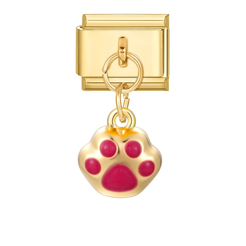 Wholesale Italian Charm Bracelet 9mm DIY Splicing Gold Butterfly Pendant Stainless Steel Composable Bracelet