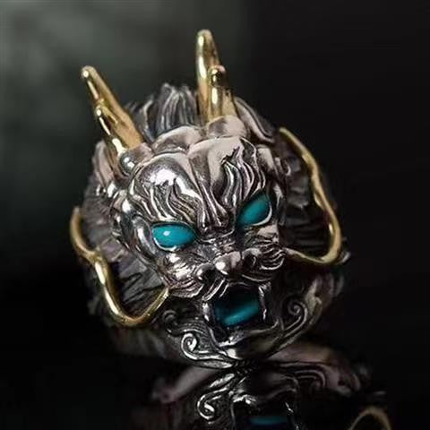 Wholesale Vintage Dragon Head Open Alloy Adjustable Ring