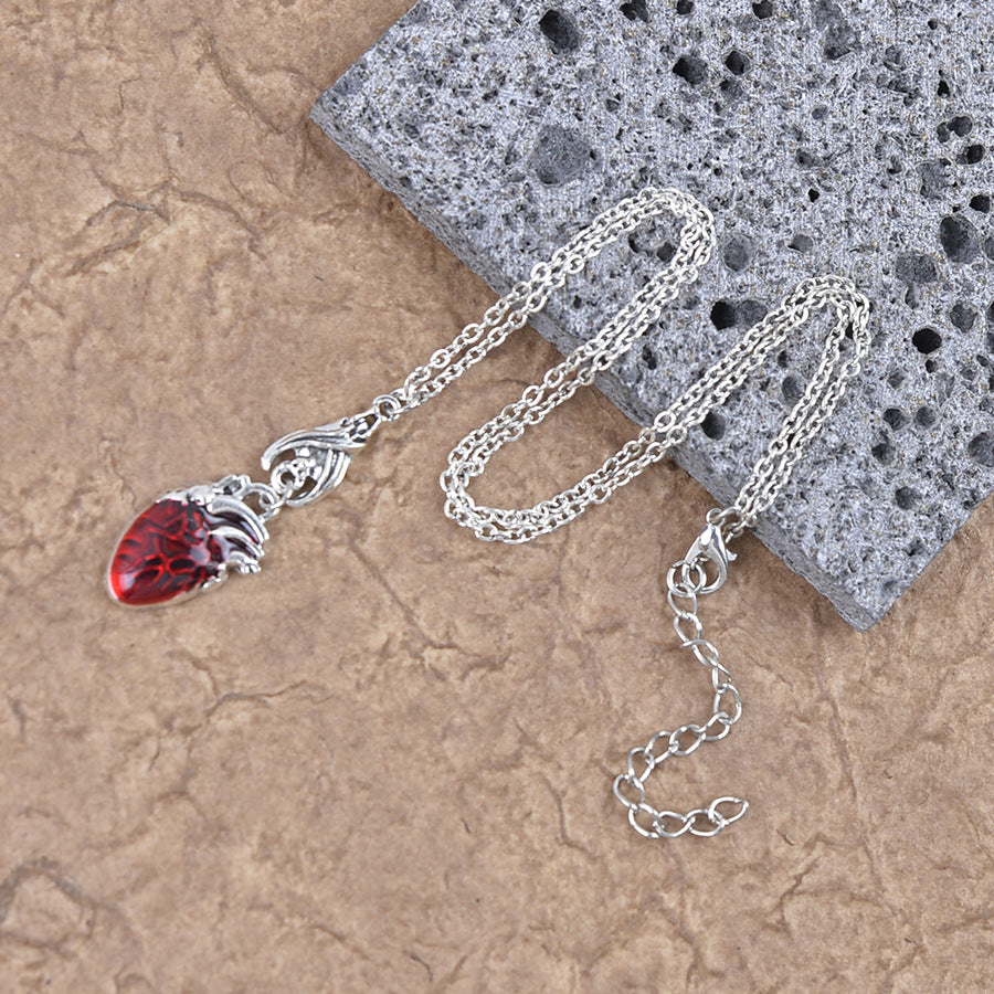 Wholesale Retro Bat Teardrop Ruby Jewelry Set  Earrings Necklace Fashion Accessory Gift