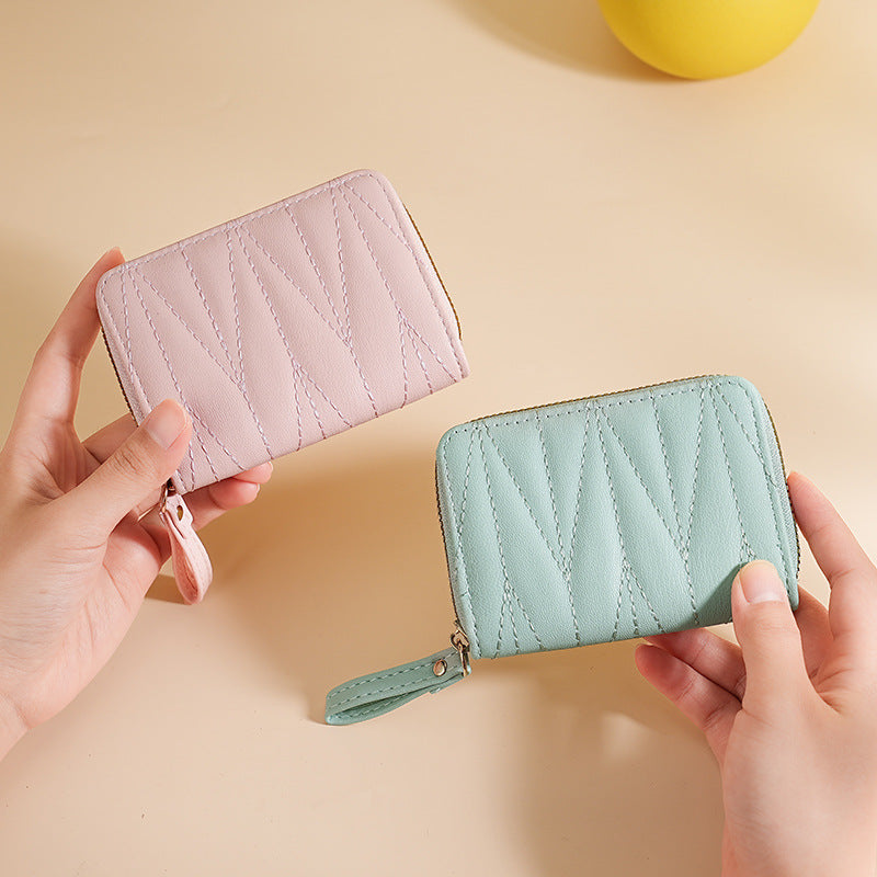 Wholesale Chic Macaron Pastel Accordion Card Wallet For Women PU Credit Card Organizer Everyday Casual Coin Purse