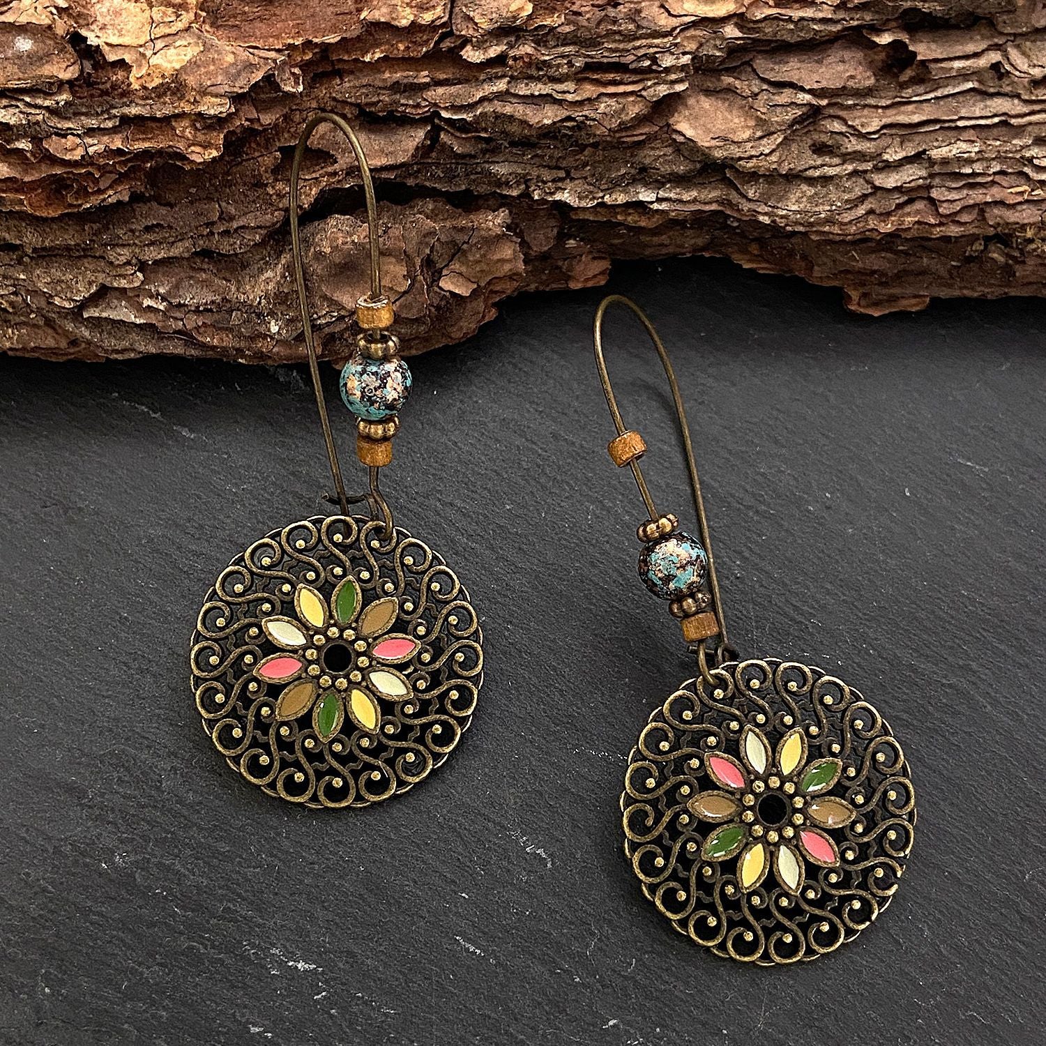 Wholesale Vintage Distressed Hollow Oil Dripping Bohemian Earrings ACC-ES-ChengJing007