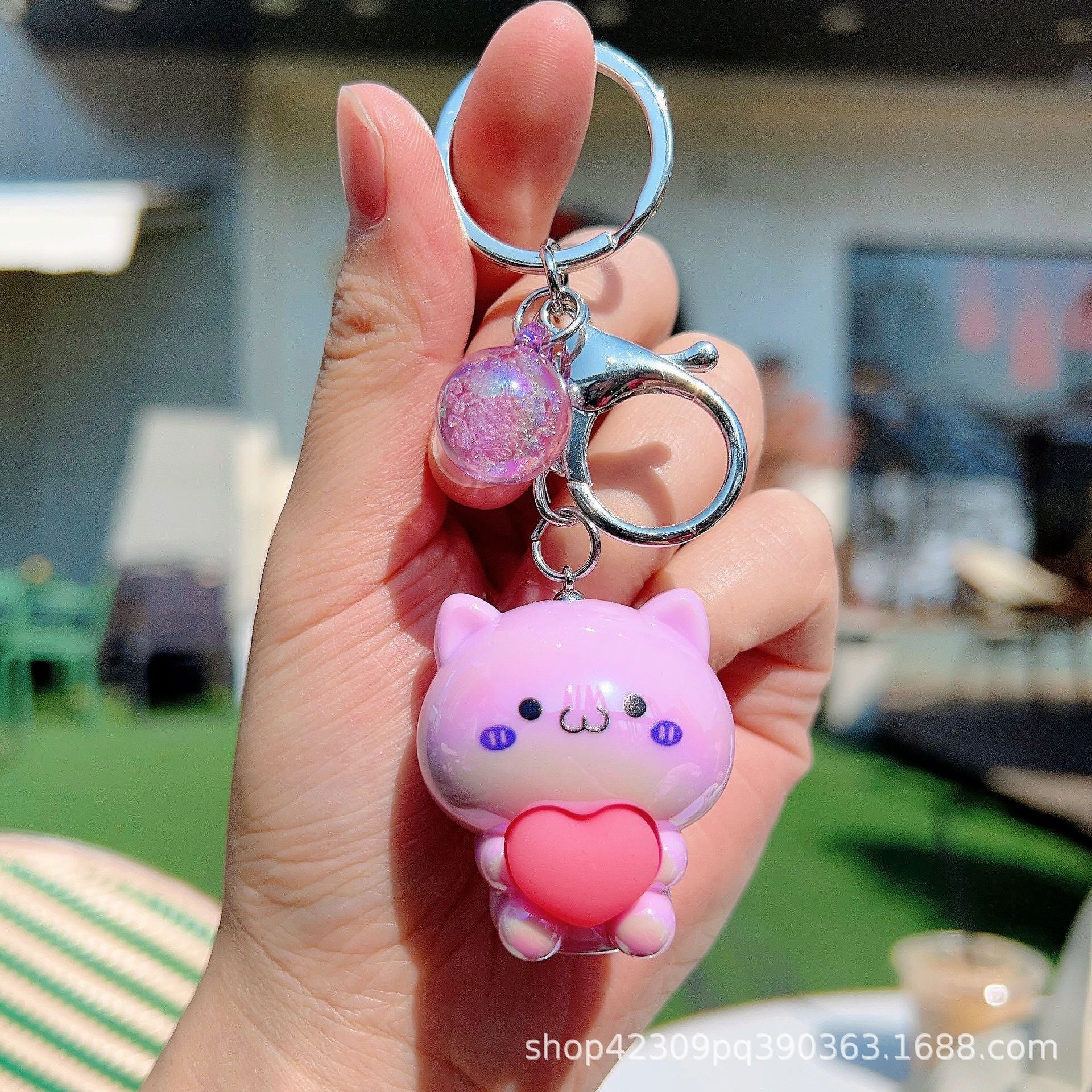 Wholesale Creative Keychain Cartoon Acrylic Care Bear Colorful Electroplating Keychain ACC-KC-WenChuan002