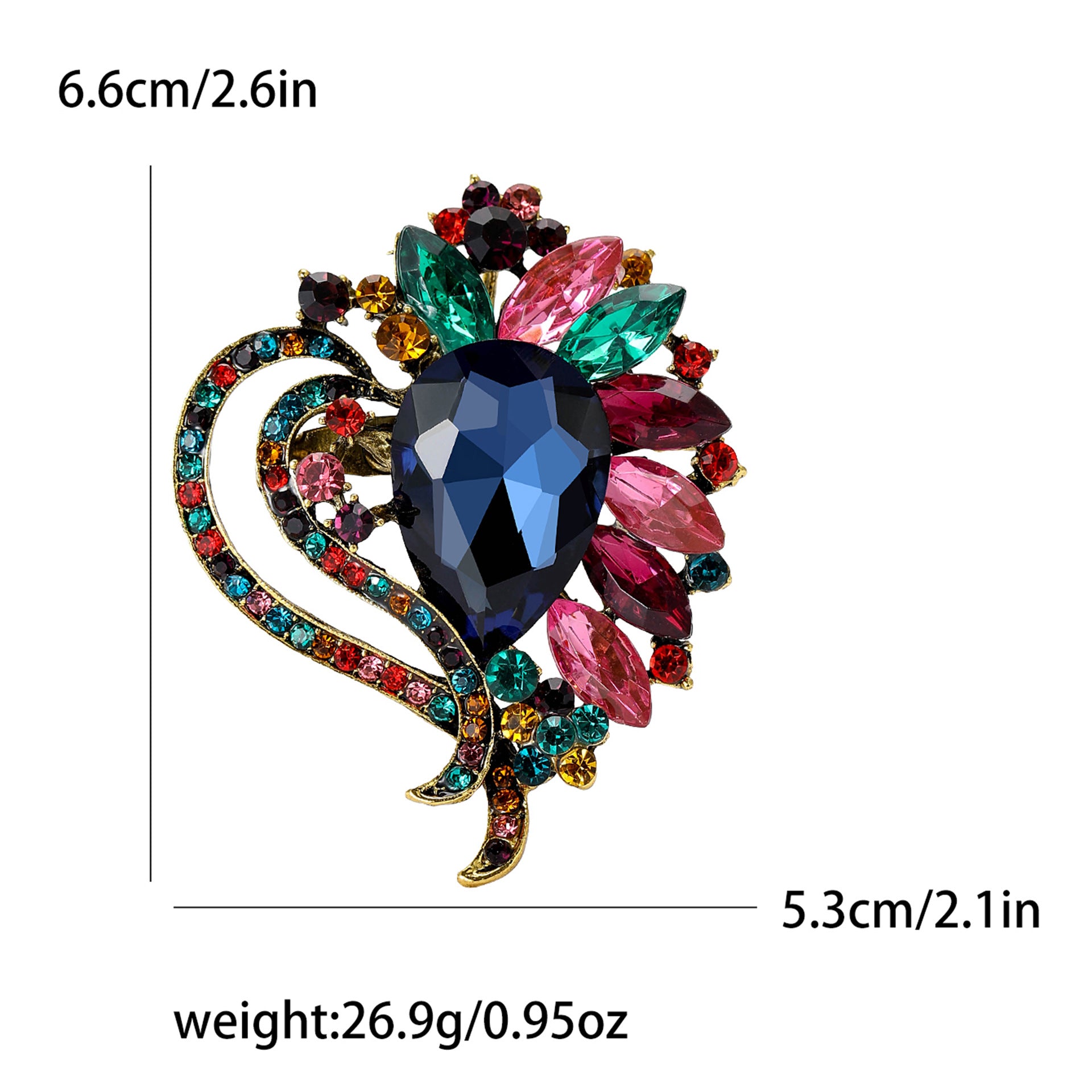 Wholesale Flower Brooch Pin Alloy Red Crystal Glass Style Women S Party Fashion Accessory