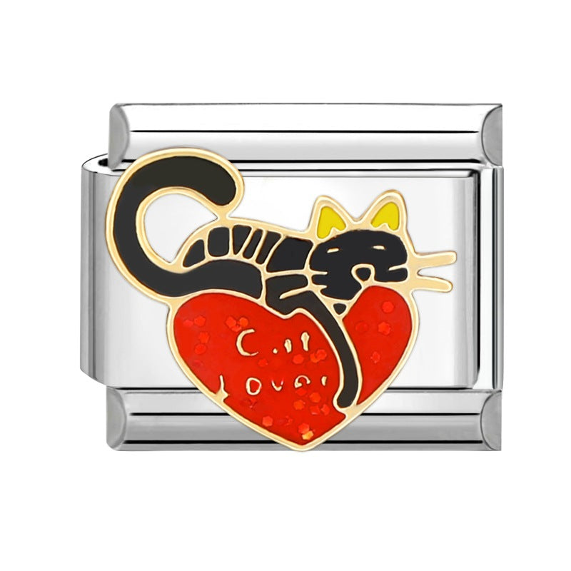 Wholesale Italian modular handmade rainbow heart  DIY Composable Bracelet Charms DIY Bracelets