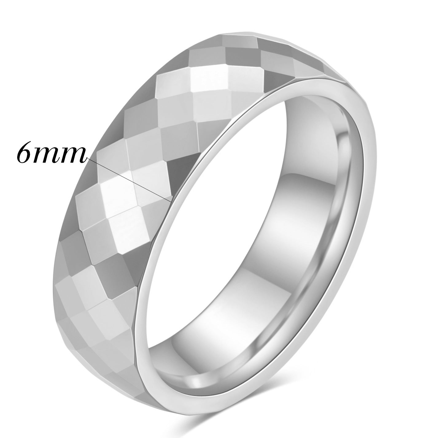 Wholesale 4MM 6MM faceted diamond couple tungsten steel ring
