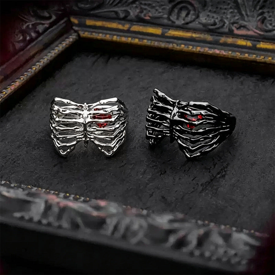 Wholesale Hollow Rib Heart Couple Ring Adjustable Black Zinc Alloy Valentine' s Day Gift
