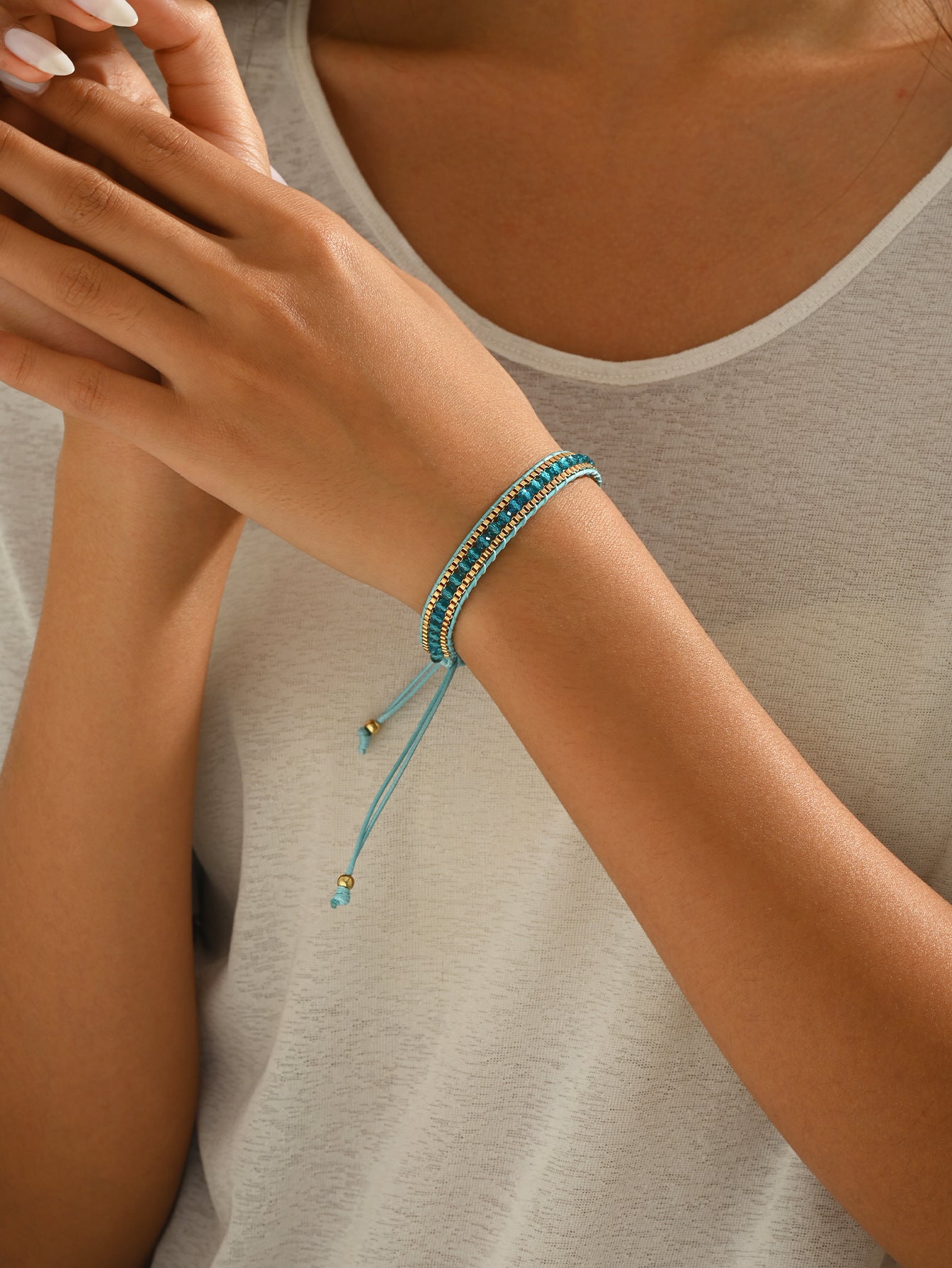 Wholesale  braided bracelet versatile glass retro  mixed color  bracelet