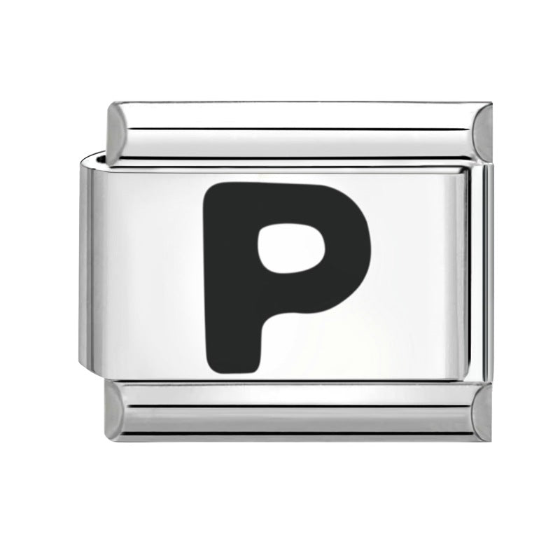 Wholesale Italian modular bracelet 9mm DIY splicing detachable letters titanium steel combinable bracelet