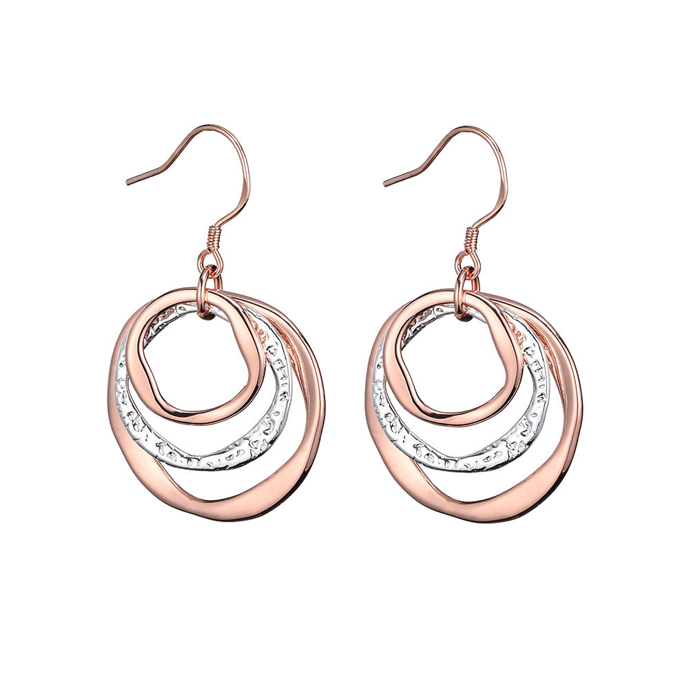 Wholesale  Zinc Alloy 3-Ring Circle Mixed Colorful Earrings