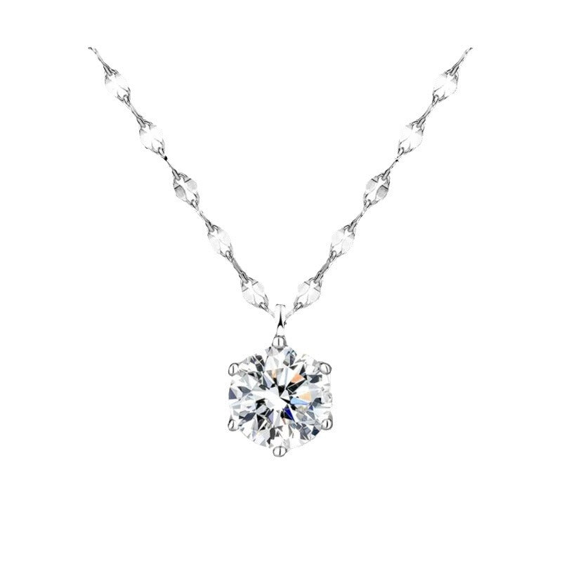 Wholesale 1 karat 2 karat Moissanite Necklace 925 Sterling Silver Chain Light Luxury Necklaces