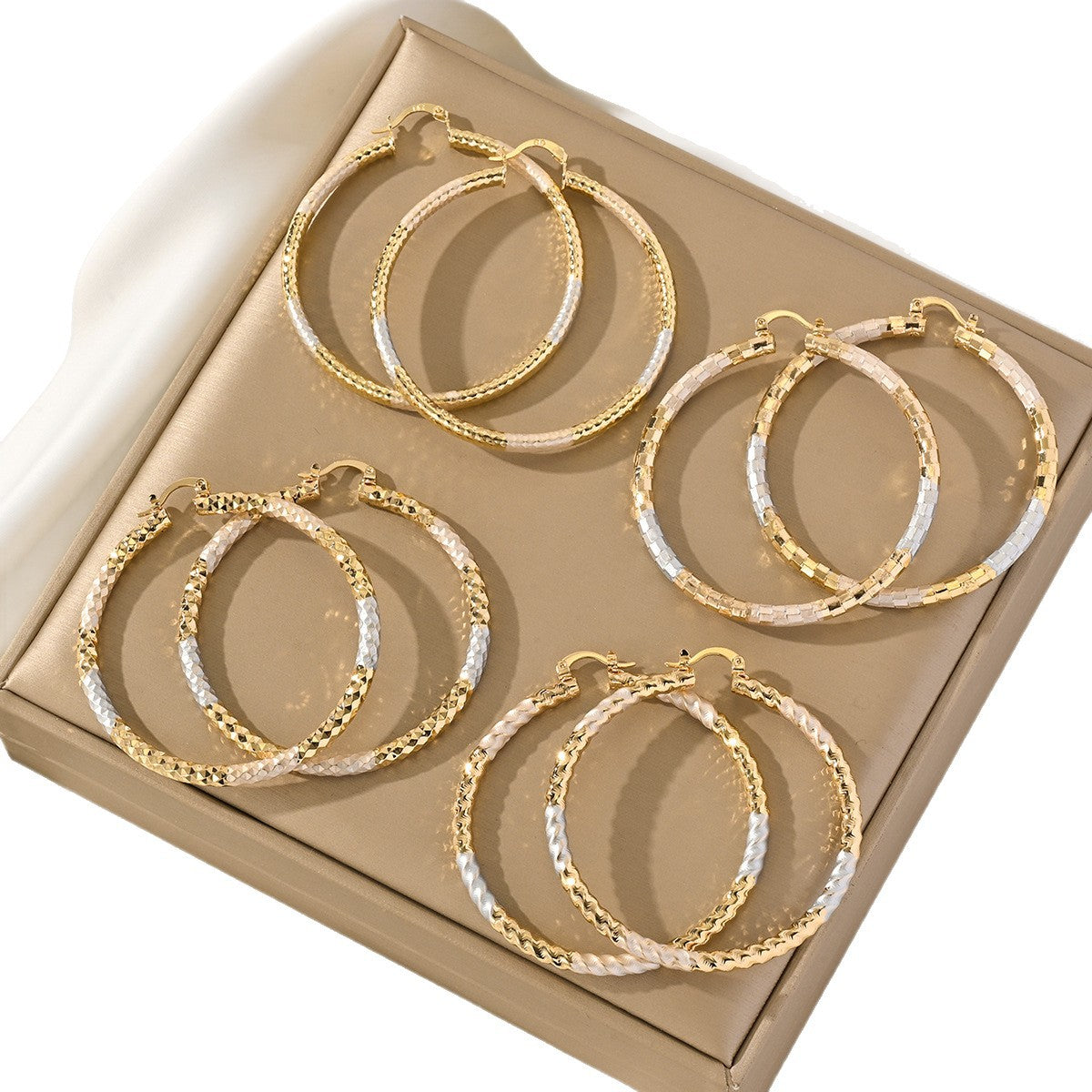 Wholesale 3PCS Large plain copper hoop earrings